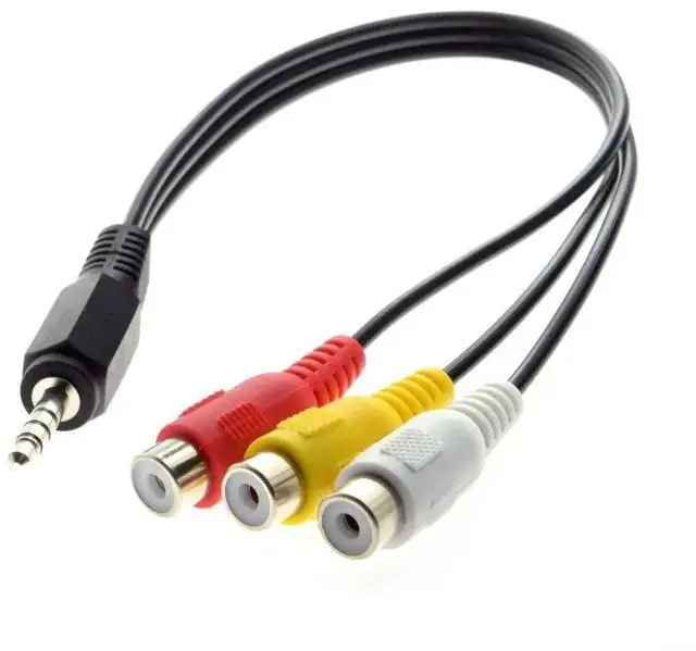 Alt view image 11 of 12 - 20cm 3.5mm 1/8" Male to 3 RCA Female AV Composite Cable, Car AUX Stereo Audio Video Converter Cord