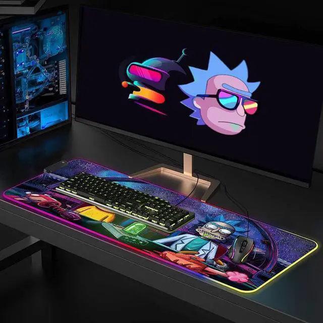 Alt view image 12 of 12 - RGB Mouse Pad LED Light Gaming Mouse Pad with Rubber Base Colorful Computer Carpet Desk Mat for PC Laptop (35.4 * 15.7 inch) (90x40rgfeidie)