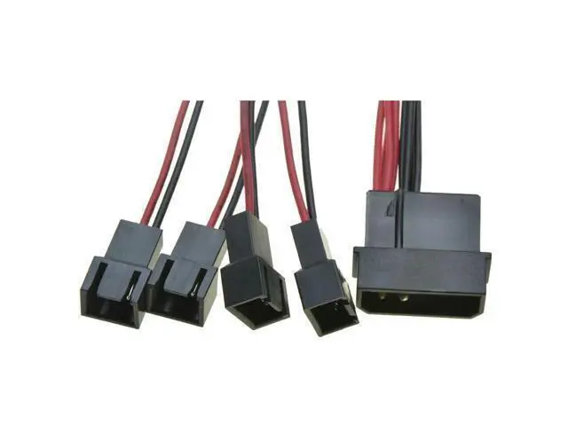Alt view image 4 of 4 - FOR IDE Male Port 1 to 4 ways 3Pin Fan Male port Cable D plug to3 Pin cooler Y Splitter Power supply Cable 12V