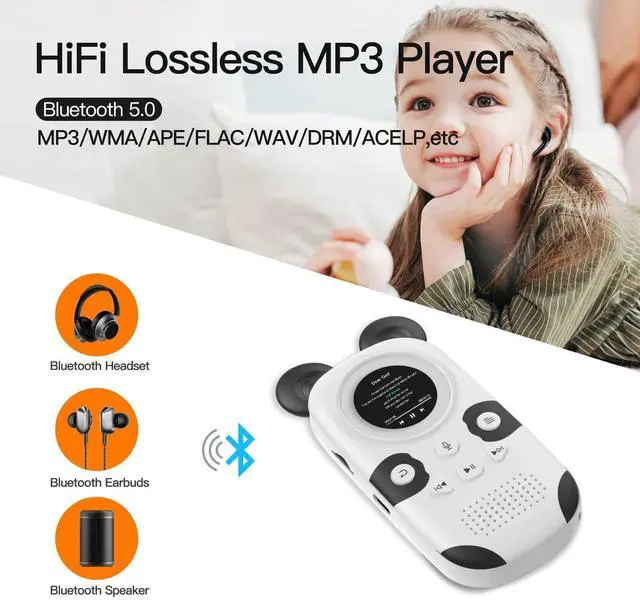 Alt view image 8 of 10 - RUIZU 64GB MP3 Player for Kids, Cute Panda Portable Music Player MP3, Child MP3 Player with Bluetooth 5.0, Speaker, FM Radio, Voice Recorder, Alarm Clock, Stopwatch, Pedometer, Support up to 128GB
