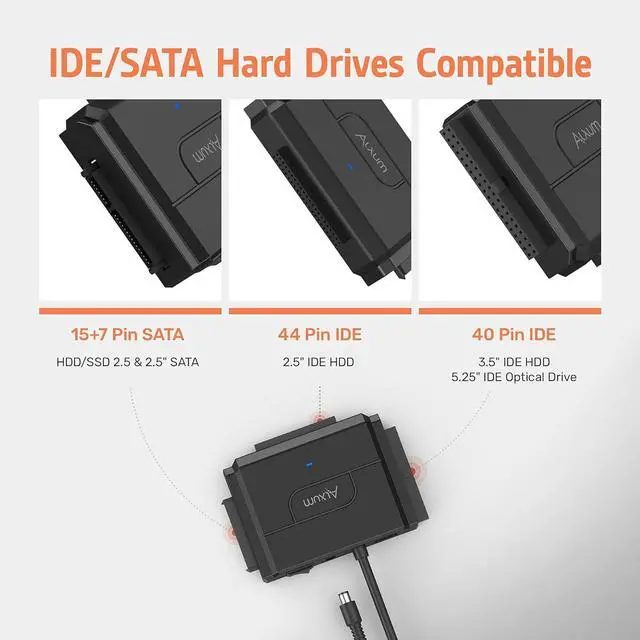 Alt view image 14 of 14 - USB 3.0 to IDE SATA Converter for Universal 2.5 & 3.5 inches SATA HDD SDD & IDE HDD Drives Data Transfer Rates up to 5Gbps Adapter