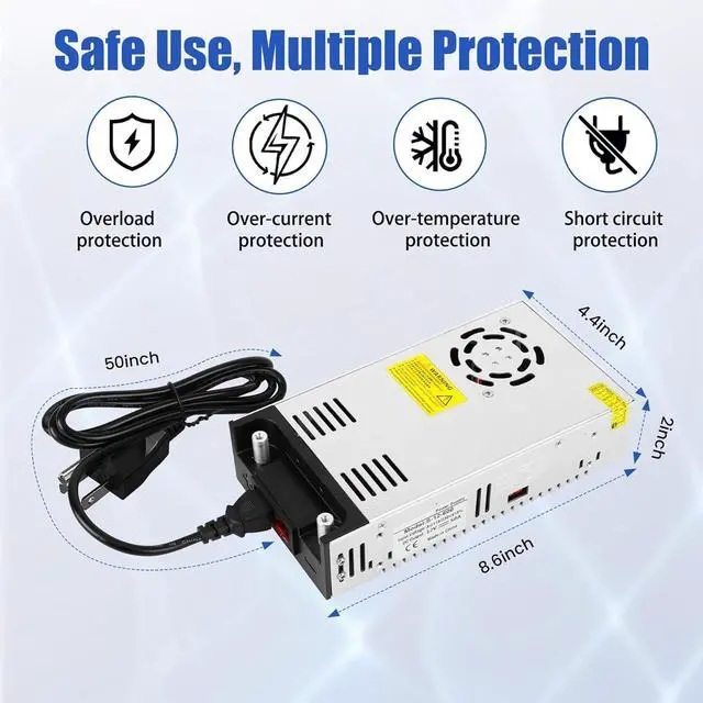 Alt view image 12 of 14 - New Version 110V AC to 12V DC Converter DC 12Volt 50A 600W Power Supply Transformer Adapter SMPS AC to DC Converter Switch Power Supply Max 50A 600W