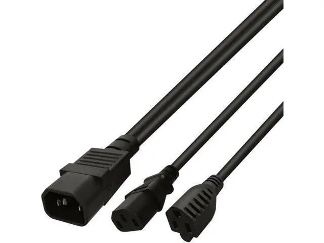 Alt view image 7 of 12 - 1FT C14 Male PDU Style Computer Power Extension Cable Y Splitter Power Plug Cord (C14 to C13+5-15R)