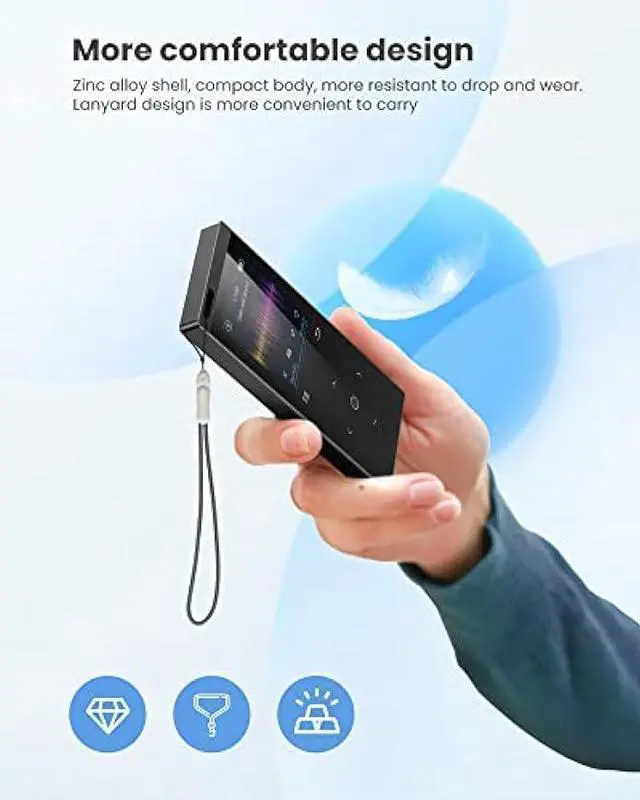 Alt view image 14 of 14 - 128GB MP3 Player, DODOSOUL Music Player with Bluetooth 5.2, Shuffle, Single Loop, FM Radio, Built-in HD Speaker, Voice Recorder, Mini Design, HiFi Sound, Ideal for Sport, Earphones Included