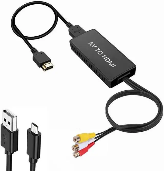 Alt view image 8 of 14 - RCA to HDMI Converter Composite to HDMI Adapter AV to HDMI Support 1080P PAL/NTSC Compatible with PS one PS2 PS3 STB Xbox VHS VCR Blue-Ray DVD Players