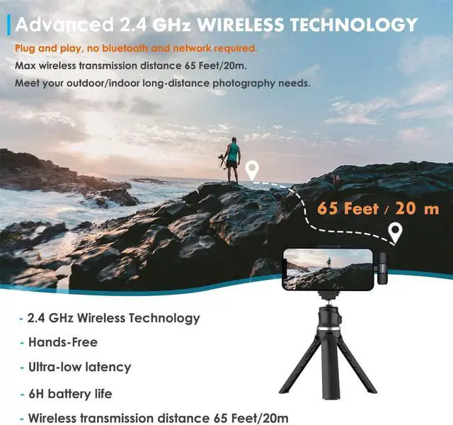 Alt view image 12 of 14 - Wireless Microphone for iPhone iPad/Android/PC, Mini Microphone for Video Recording, Plug and Play Lavalier Microphone Lapel Wireless Mic with Noise Reduction