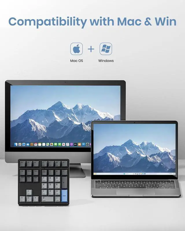 Alt view image 7 of 10 - FJADRAR Mechanical Number Pad, 34 Key Hot Swappable Numpad with Gateron Brown Switches, USB Wired Numeric Keypad with PBT Keycaps White Backlit Number Pad for Laptop, MacBook,PC Desktop