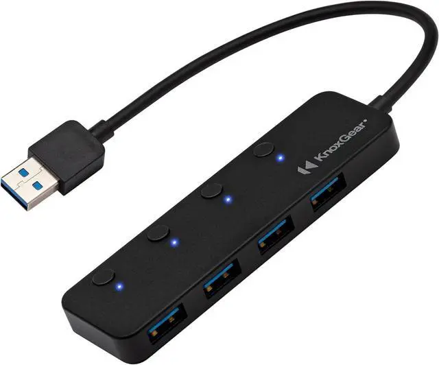 Alt view image 8 of 14 - Knox Gear USB 3.0 Hub - 4 Port USB Hub 3.0 - Powered USB Hub for Mac Laptop, PC, PS4, Xbox, TV - Multiple USB 3 Hub for Desktop - Multi USB Port Expander - Small Mini USB Splitter USB Multiport Dock