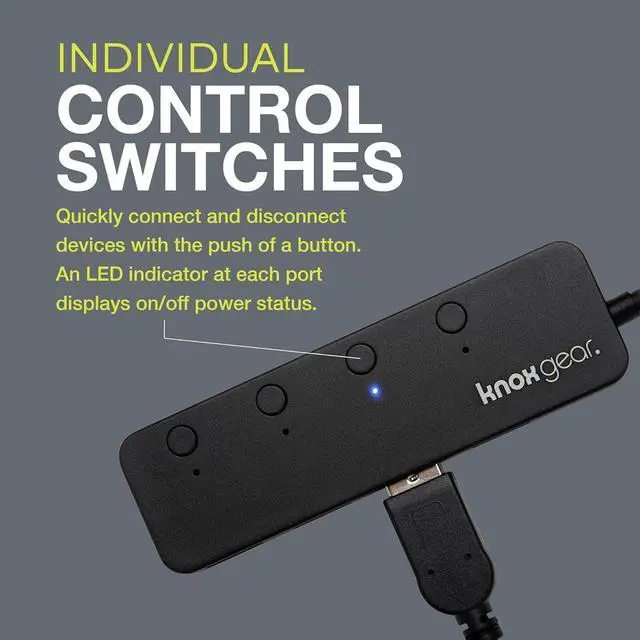 Alt view image 12 of 14 - Knox Gear USB 3.0 Hub - 4 Port USB Hub 3.0 - Powered USB Hub for Mac Laptop, PC, PS4, Xbox, TV - Multiple USB 3 Hub for Desktop - Multi USB Port Expander - Small Mini USB Splitter USB Multiport Dock