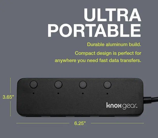 Alt view image 10 of 14 - Knox Gear USB 3.0 Hub - 4 Port USB Hub 3.0 - Powered USB Hub for Mac Laptop, PC, PS4, Xbox, TV - Multiple USB 3 Hub for Desktop - Multi USB Port Expander - Small Mini USB Splitter USB Multiport Dock