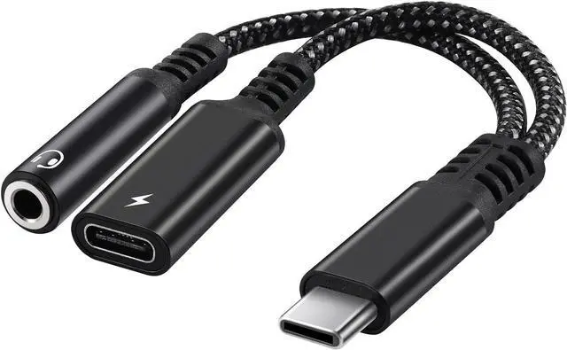 Alt view image 6 of 10 - USB C to 3.5mm Audio Jack and PD Charger Adapter Cable 2-in-1 Splitter Cord Type C to 3.5 mm Headphones Aux with 60W Fast Charging Port Wire
