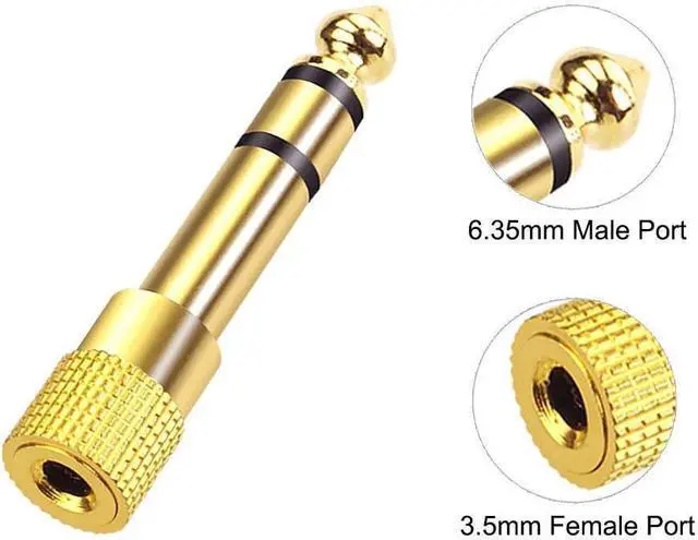 Alt view image 12 of 14 - 6.35mm (1/4 inch) Male to 3.5mm (1/8 inch) Female Stereo Audio Jack Adapter for Aux Cable Guitar Amplifier Headphone 2 Pack