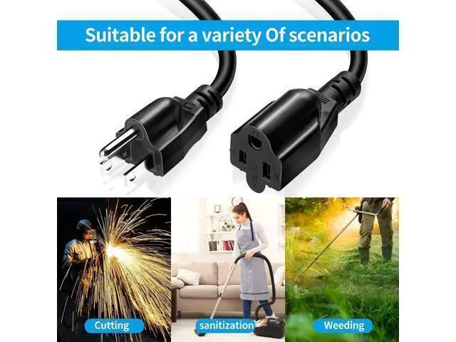 Alt view image 9 of 10 - Short Power Extension Cord ,16AWG/13A,Outlet Saver, 3 Prong Male Plug to Female Socket Heavy Duty Power Extension Cable(3.3ft/1m\u2026
