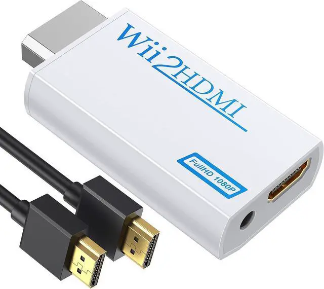 Alt view image 7 of 12 - Wii to HDMI Converter Adapter with Hdmi Cable Connect Wii Console to HDMI Display in 1080p Output Video with 3.5mm Audio Supports All Wii Display Modes White