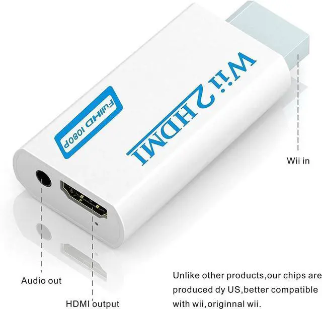 Alt view image 8 of 12 - Wii to HDMI Converter Adapter with Hdmi Cable Connect Wii Console to HDMI Display in 1080p Output Video with 3.5mm Audio Supports All Wii Display Modes White