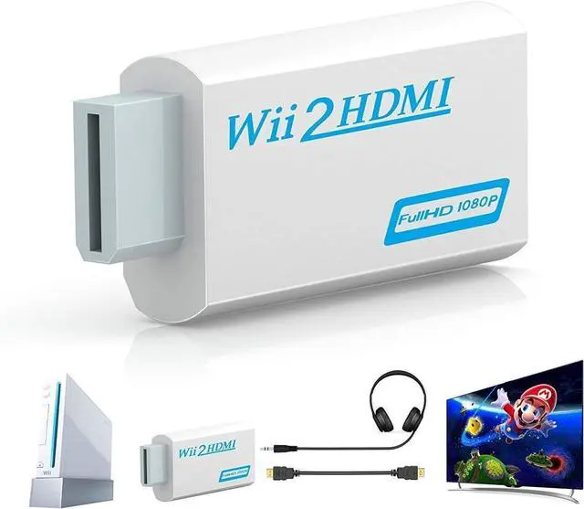 Alt view image 10 of 12 - Wii to HDMI Converter Adapter with Hdmi Cable Connect Wii Console to HDMI Display in 1080p Output Video with 3.5mm Audio Supports All Wii Display Modes White