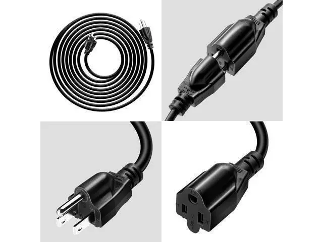 Alt view image 10 of 10 - Short Power Extension Cord ,16AWG/13A,Outlet Saver, 3 Prong Male Plug to Female Socket Heavy Duty Power Extension Cable(3.3ft/1m\u2026