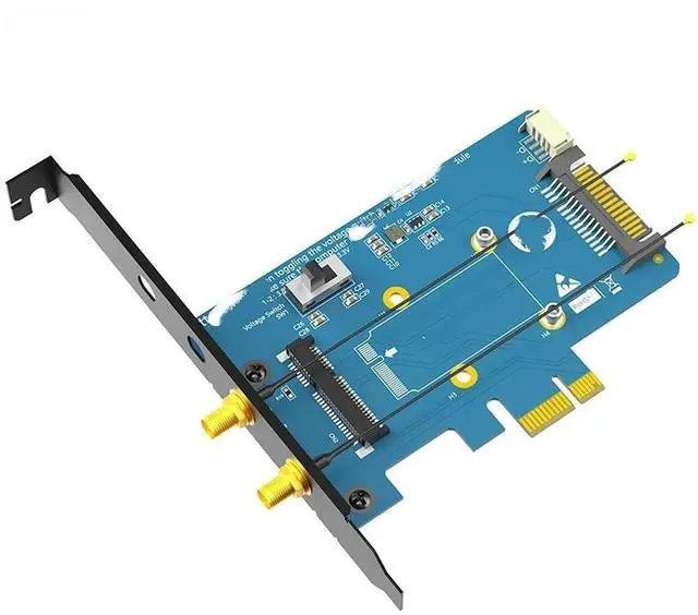 Alt view image 2 of 2 - FOR Mini PCIE to PCI Express X1 Network Wireless Adapter with SIM Slot 2 Antenna Support 3G/4G/LTE WiFi Module for Desktop
