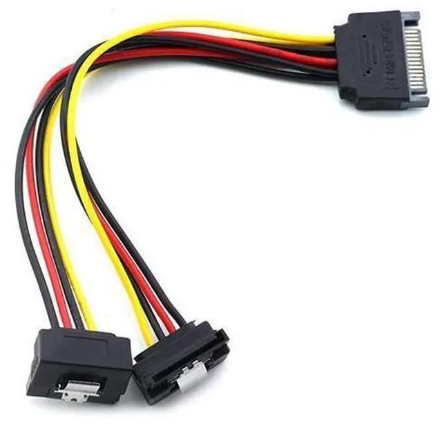 Alt view image 8 of 8 - 1pcs SATA 15Pin Power Splitter 90 Degree Hard Disk Power Extension Cable with Locking Latch SATA 15 Pin Male to 2 Female Right Angle