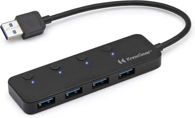 Alt view image 14 of 14 - Knox Gear USB 3.0 Hub - 4 Port USB Hub 3.0 - Powered USB Hub for Mac Laptop, PC, PS4, Xbox, TV - Multiple USB 3 Hub for Desktop - Multi USB Port Expander - Small Mini USB Splitter USB Multiport Dock
