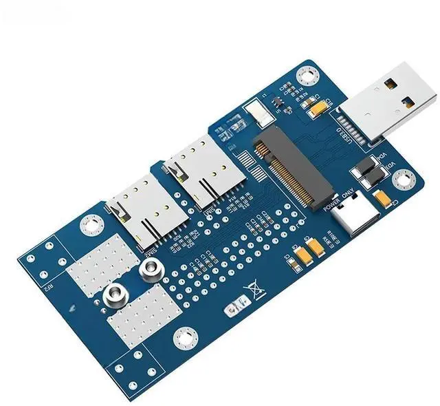 Alt view image 2 of 2 - FOR M.2 to USB 3.0 Adapter Card Riser Dual NANO SIM Slot for 3G/4G/5G Card Supports NGFF M2 key B 3042/3052 Wifi Card Network Module