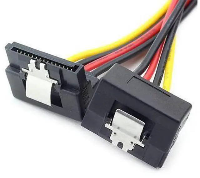 Alt view image 6 of 8 - 1pcs SATA 15Pin Power Splitter 90 Degree Hard Disk Power Extension Cable with Locking Latch SATA 15 Pin Male to 2 Female Right Angle