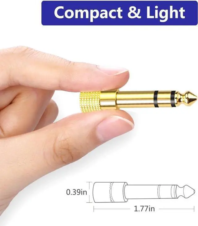 Alt view image 13 of 14 - 6.35mm (1/4 inch) Male to 3.5mm (1/8 inch) Female Stereo Audio Jack Adapter for Aux Cable Guitar Amplifier Headphone 2 Pack