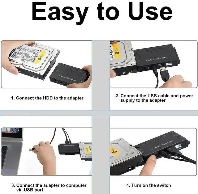 Alt view image 12 of 14 - SATA/IDE USB 3.0 to Adapter External Hard Drive Reader Ultra Recovery Converter Compatible with 2.5/3.5in HDD/SSD DVD Optical Drive