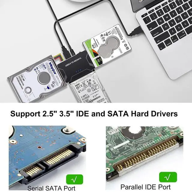 Alt view image 14 of 14 - SATA/IDE USB 3.0 to Adapter External Hard Drive Reader Ultra Recovery Converter Compatible with 2.5/3.5in HDD/SSD DVD Optical Drive