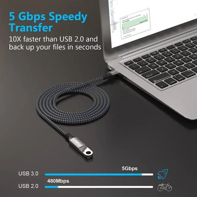 Alt view image 11 of 14 - USB 3.0 Extension Cable 20 FT Long Nylon Braided USB Male to Female Cable Heavy Duty USB Extender