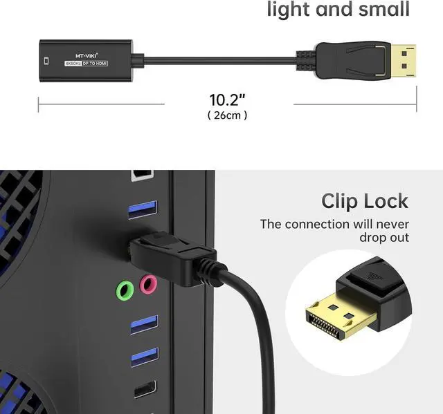 Alt view image 10 of 10 - 4K@60Hz DP to HDMI Adapter Displayport 1.2 to HDMI 2.0 Adapter 2K@120Hz DP Source to HDMI Monitor-Male to Female Unidirectional