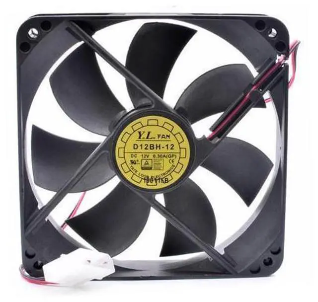 Alt view image 7 of 8 - YL D12BH-12 12cm 12025 120x120x25mm 120mm 12V 0.30A double ball chassis power supply cooling fan