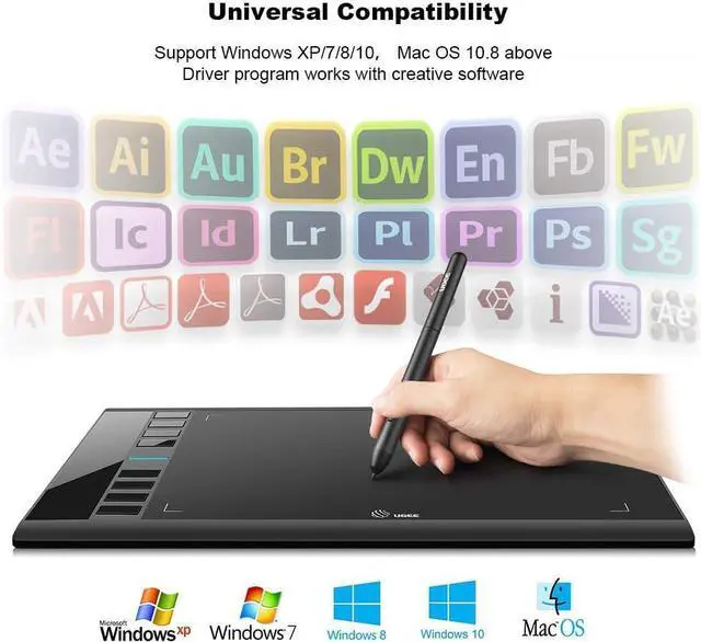 Alt view image 12 of 14 - UGEE M708 Drawing Tablet, Graphics Tablet with Pressure Pen Stylus, 8 Hotkeys, 10 * 6 inch Drawing Area, Art Tablet for Artist, Easy to Use, Drawing Pad for Win11/10/8/7, Mac OS, Chrome OS PC Laptop