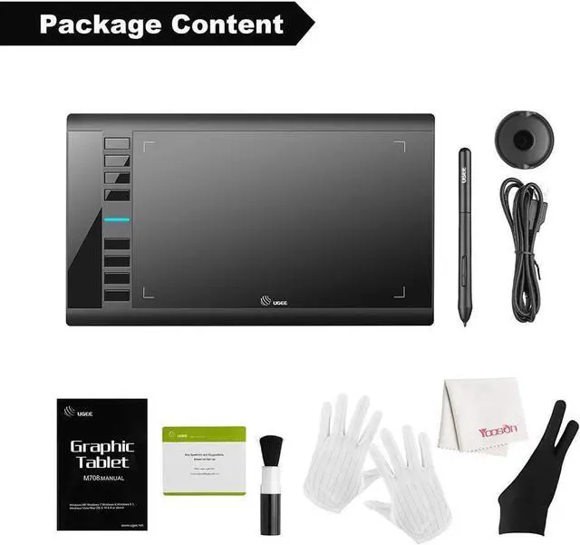 Alt view image 14 of 14 - UGEE M708 Drawing Tablet, Graphics Tablet with Pressure Pen Stylus, 8 Hotkeys, 10 * 6 inch Drawing Area, Art Tablet for Artist, Easy to Use, Drawing Pad for Win11/10/8/7, Mac OS, Chrome OS PC Laptop