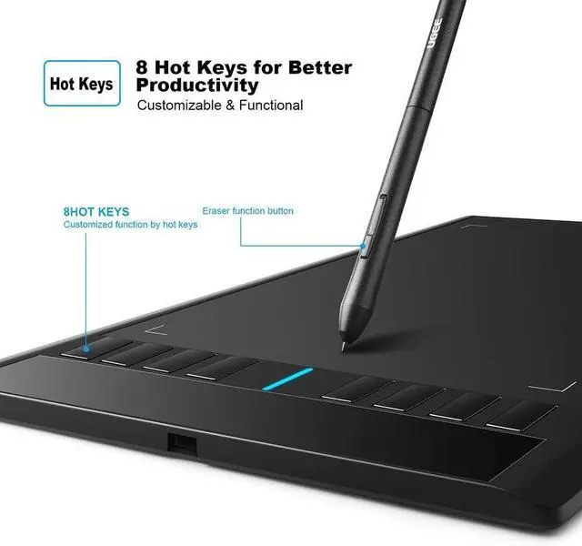 Alt view image 11 of 14 - UGEE M708 Drawing Tablet, Graphics Tablet with Pressure Pen Stylus, 8 Hotkeys, 10 * 6 inch Drawing Area, Art Tablet for Artist, Easy to Use, Drawing Pad for Win11/10/8/7, Mac OS, Chrome OS PC Laptop