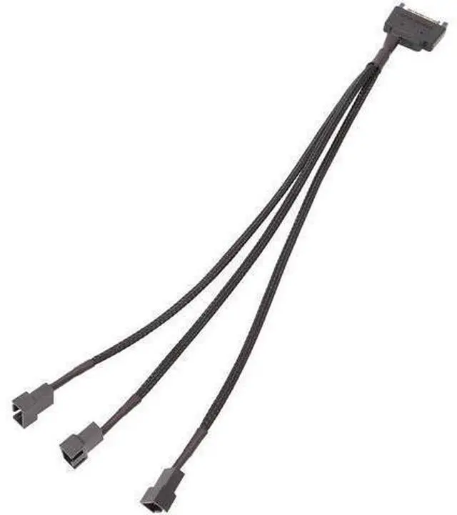 Alt view image 2 of 2 - Black Sleeved 30cm Cooler Cooling Fan Splitter Power Cable 12V 4-Pin To 6 Port 3Pin/4Pin Connector for Molex IDE Computer PC DIY(1 in 3)