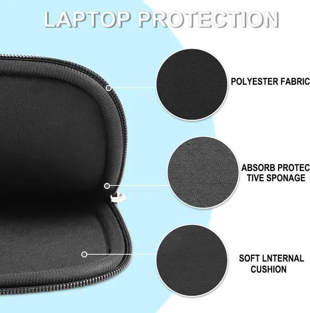 Alt view image 11 of 14 - Laptop Sleeve Case 14 inch Shockproof Protective Laptop Cover Briefcase Carrying Computer Bag with Accessory Pocket Portable Laptop Sleeve for 14 MacBook HP Black