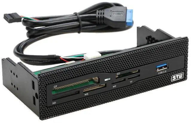 Alt view image 6 of 10 - 5.25" Internal Card Reader Media Multi-Function Dashboard PC Front Panel USB 3.0 Support CF XD MS M2 TF SD Card Reader Smart