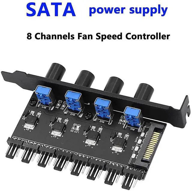 Alt view image 10 of 14 - SinLoon 4 Knob Cooling Fan Speed Controller PC 8 Channels Fan Hub for CPU Case HDD VGA PWM Fan PCI Bracket 12V Fan Control- SATA Power Supply (SATA 4 Knob)