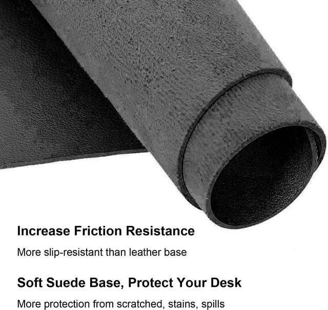 Alt view image 4 of 7 - Dual Sided Soft PU Leather Mouse Pad Waterproof Desk Mat Non Slip Table Protector Writing Blotter Smooth Keyboard Cushion for Laptop Computer Gaming Workstation Office Home 31.5 x 15.7 Inch Black