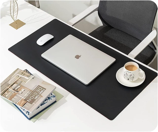 Alt view image 6 of 7 - Dual Sided Soft PU Leather Mouse Pad Waterproof Desk Mat Non Slip Table Protector Writing Blotter Smooth Keyboard Cushion for Laptop Computer Gaming Workstation Office Home 31.5 x 15.7 Inch Black
