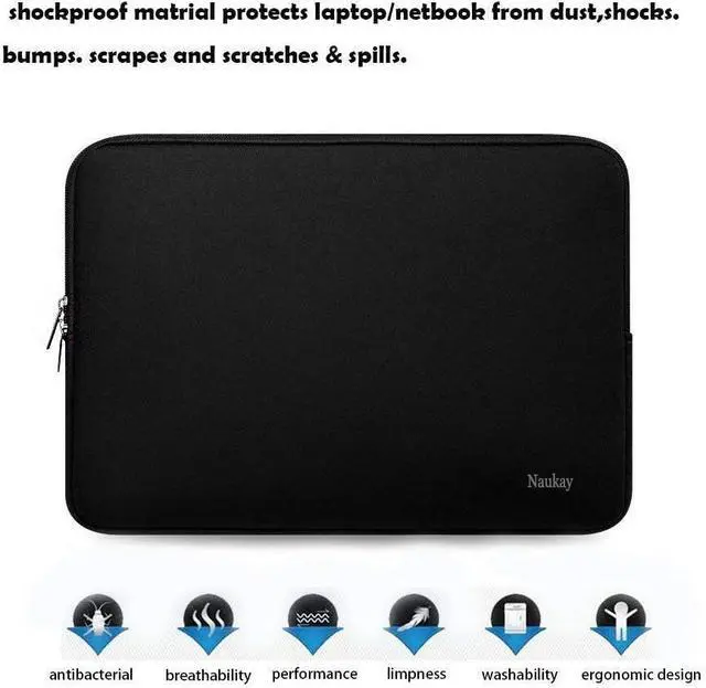 Alt view image 12 of 14 - Laptop Sleeve Case 15.6 Inch Resistant Neoprene Notebook Computer Pocket Case/Tablet Briefcase Carrying Bag Compatible Asus/Dell/Fujitsu/HP/Sony/Toshiba/Acer- (Black)