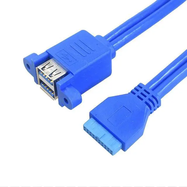 Alt view image 8 of 12 - 19 / 20 Pin female USB header to Dual USB 3.0 Tyep A Female Cable Double deck USB3.0 Splitter Cable panel screws holes