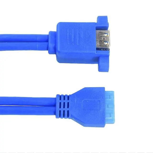 Alt view image 11 of 12 - 19 / 20 Pin female USB header to Dual USB 3.0 Tyep A Female Cable Double deck USB3.0 Splitter Cable panel screws holes