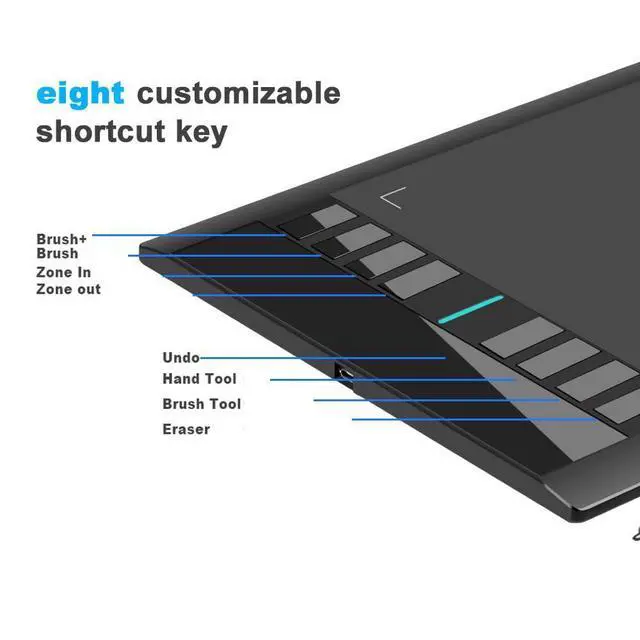 Alt view image 2 of 5 - UGEE Graphics Drawing Tablet, M708 V2 10x6 Inch Ultra Thin Large Graphics Drawing Tablets Art Pad with 8 Hot Keys 8192 Level Battery-Free Stylus for Win/Mac/Android, Creation Sketch, Online Teaching