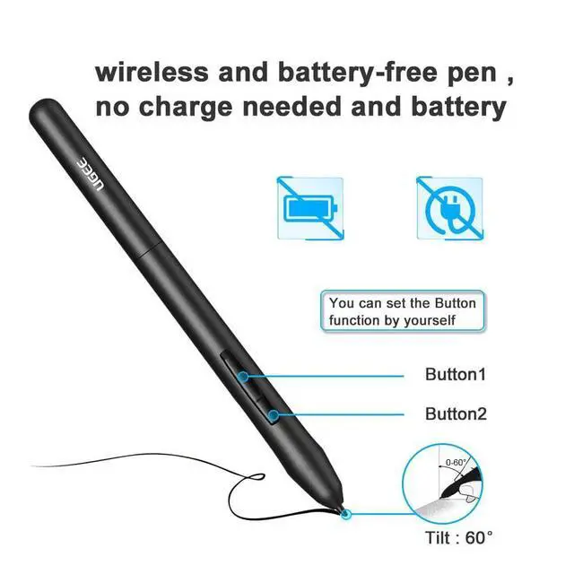 Alt view image 3 of 5 - UGEE Graphics Drawing Tablet, M708 V2 10x6 Inch Ultra Thin Large Graphics Drawing Tablets Art Pad with 8 Hot Keys 8192 Level Battery-Free Stylus for Win/Mac/Android, Creation Sketch, Online Teaching