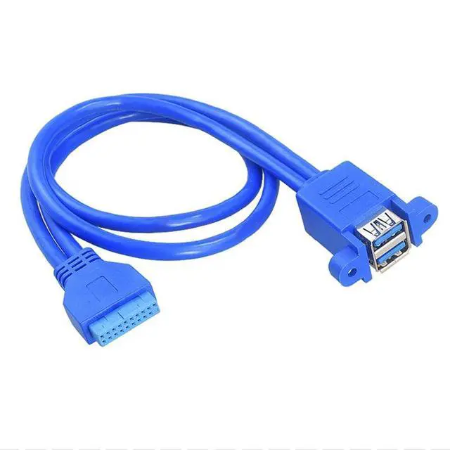 Alt view image 10 of 12 - 19 / 20 Pin female USB header to Dual USB 3.0 Tyep A Female Cable Double deck USB3.0 Splitter Cable panel screws holes