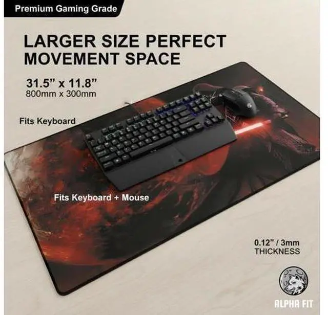 Alt view image 9 of 14 - Alpha Fit Starwar Gaming Mouse Pad XXL (31.5" x 11.8") - Star Wars Themed Large Mouse Pad - Extra Large Gaming Mouse Pads with Non-Slip Rubber Base & Stitched Edges for Sci-Fi Setup
