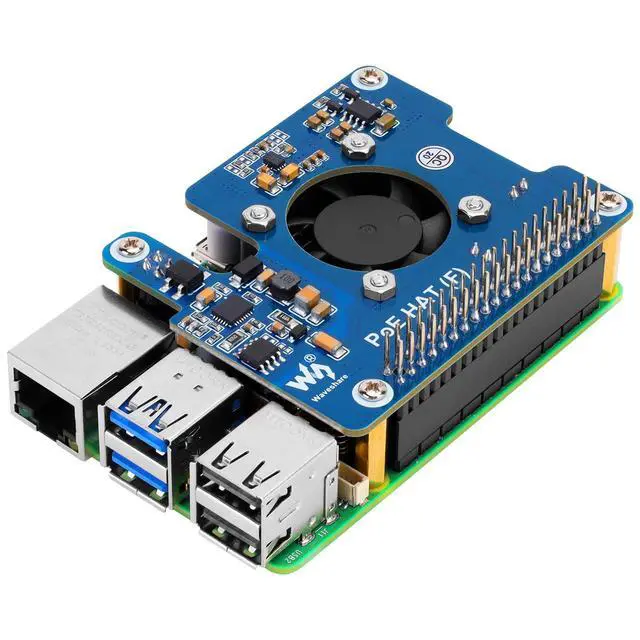 Alt view image 6 of 10 - MakerFocus PoE HAT(F) for Raspberry Pi 5, Power Over Ethernet Hats with Metal Heatsink and Active Cooling Fan, Supports IEEE 802.3af/at Network, 5V/12V Power Output and SMPS