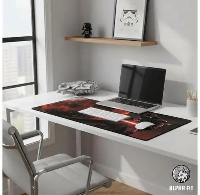 Alt view image 10 of 14 - Alpha Fit Starwar Gaming Mouse Pad XXL (31.5" x 11.8") - Star Wars Themed Large Mouse Pad - Extra Large Gaming Mouse Pads with Non-Slip Rubber Base & Stitched Edges for Sci-Fi Setup